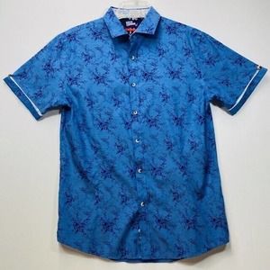 Billy London UK Slim Fit Men's XL Short Sleeve Button Up Shirt‎ Cuffed Sleeves